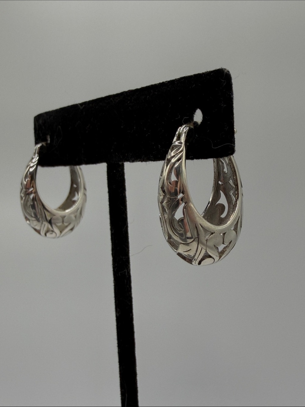 Sterling Silver 925 Engraved Hoop Earrings